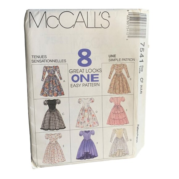 Simplicity Girls Dress Sewing Patterns Sz 4-6 7541 - Uncut - Picture 1 of 4
